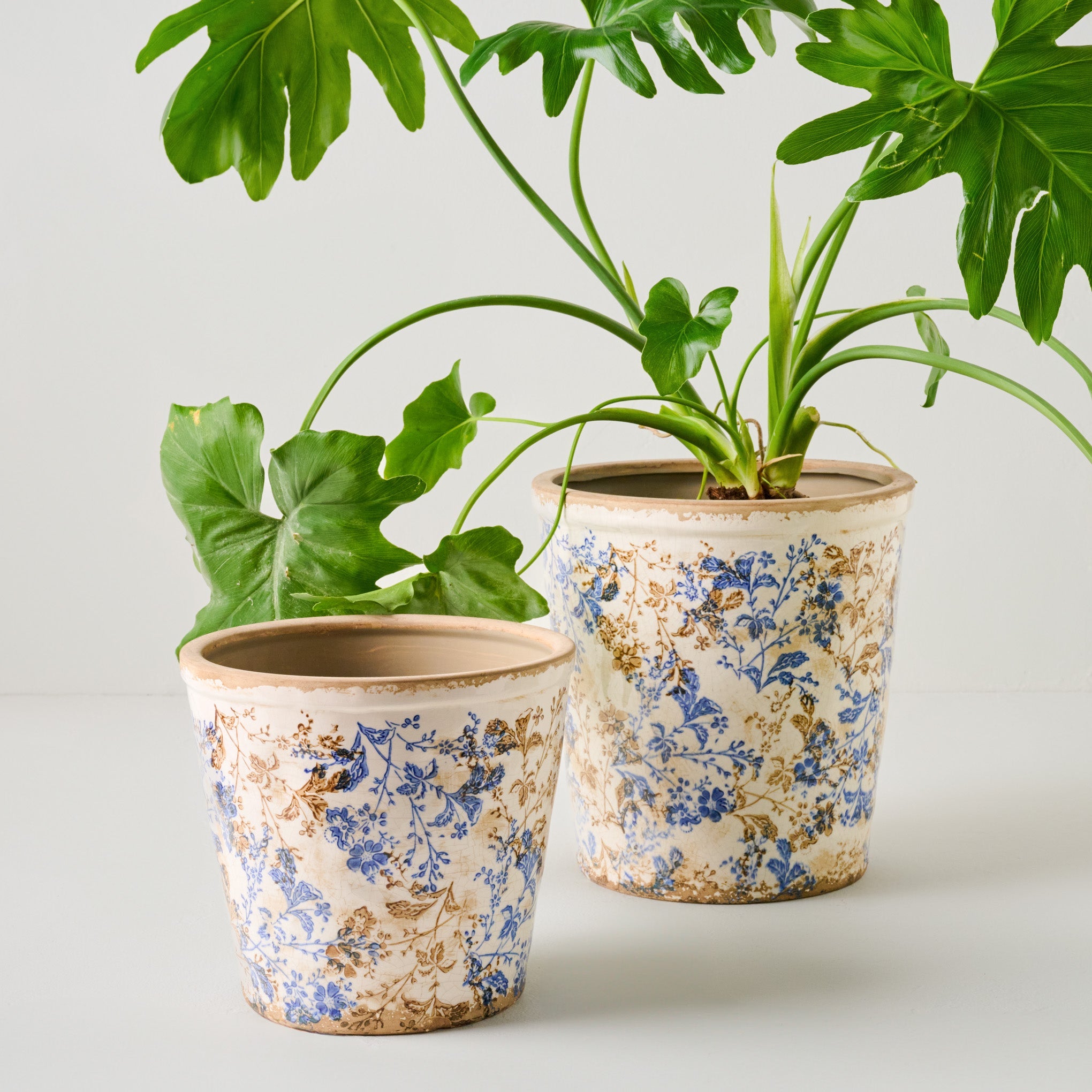 Blue and White Distressed Planter