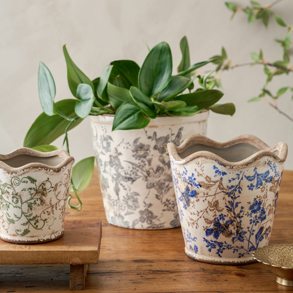 Grey and White Distressed Planter