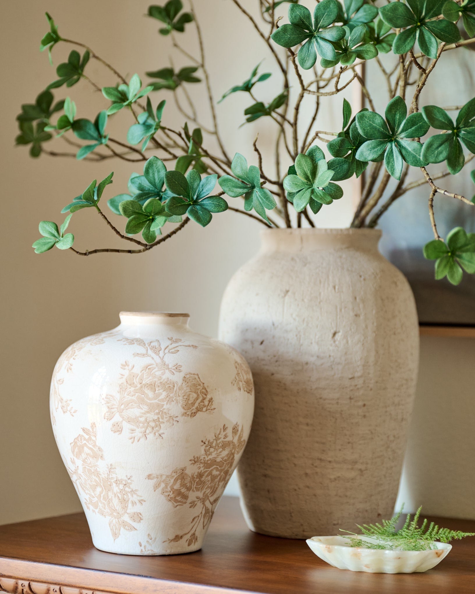 Taupe Distressed Floral Vase