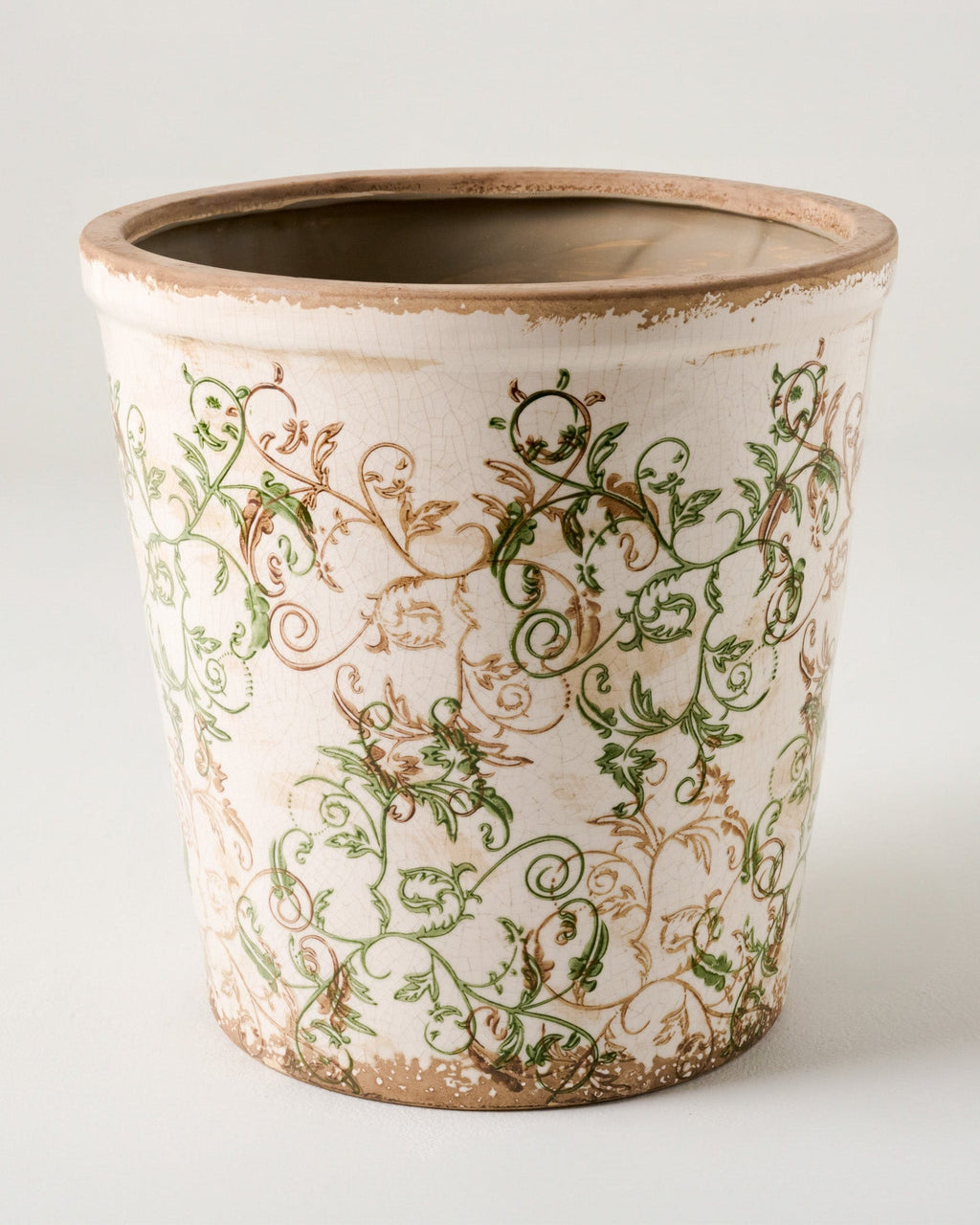 Green and White Distressed Planter