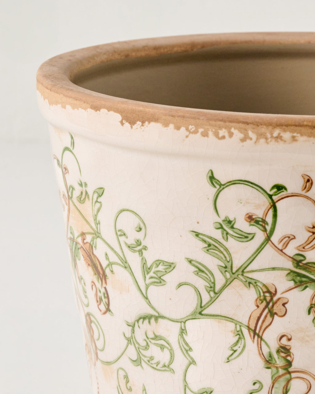 Green and White Distressed Planter