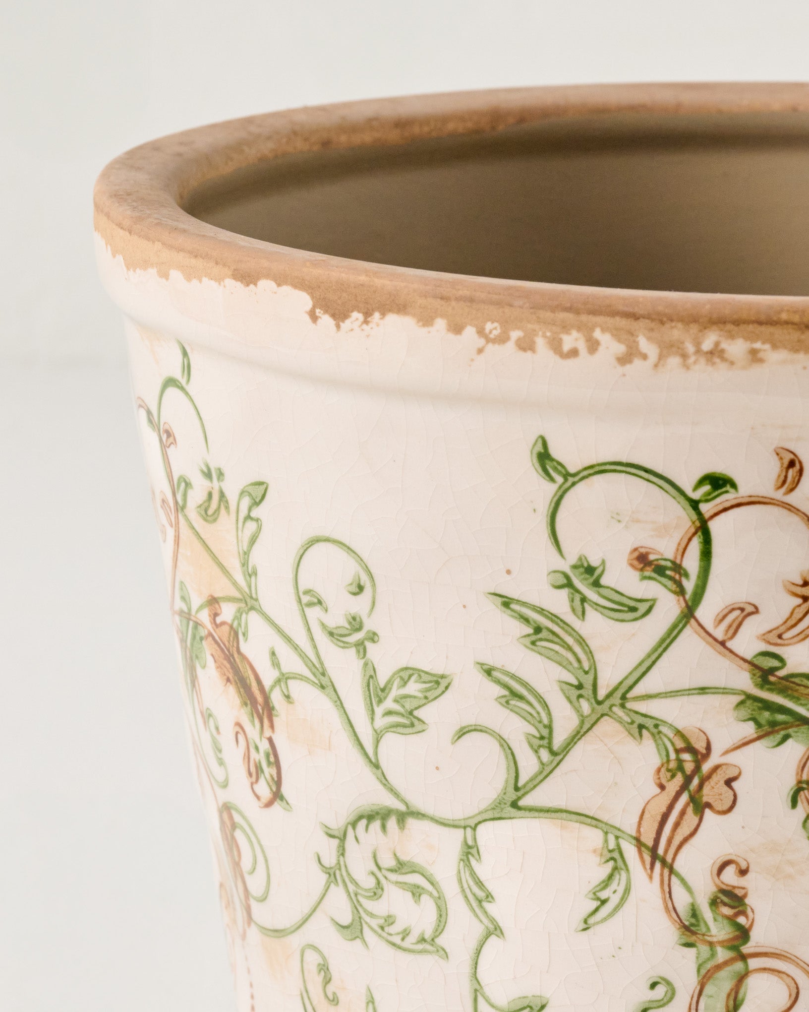 Green and White Distressed Planter