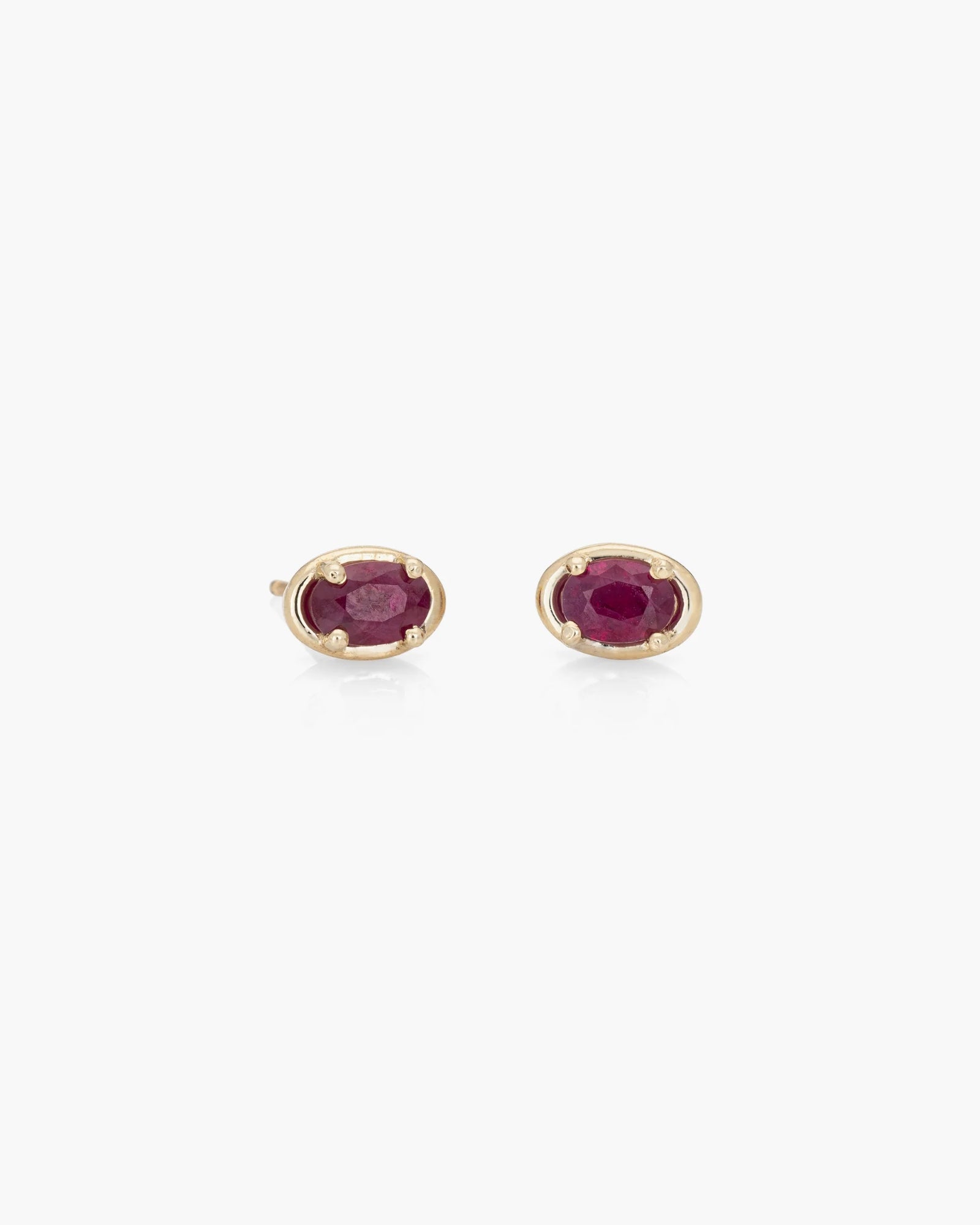 Ellipse Studs Pair in 14K / Ruby