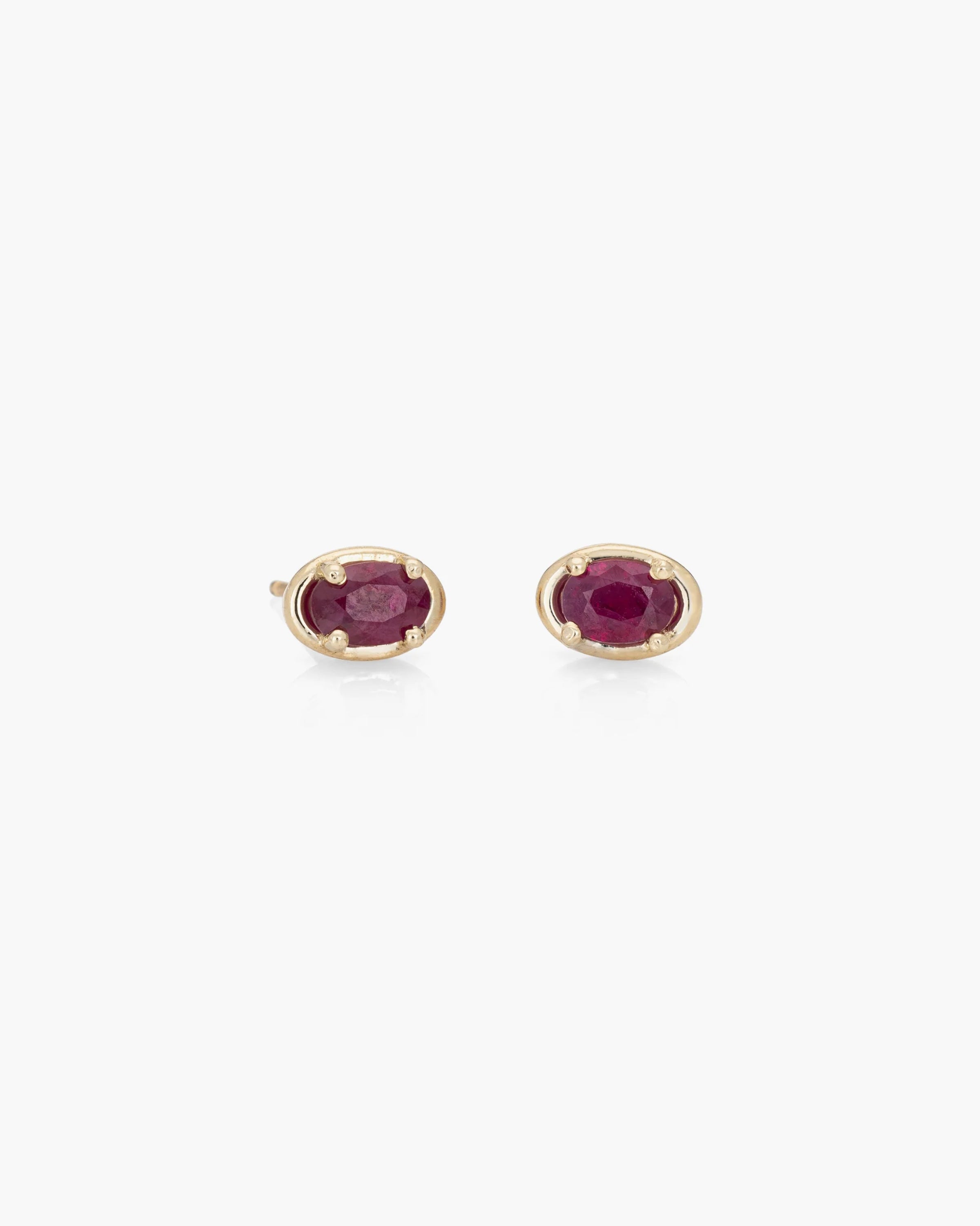 Single Stud in 14k Yellow Gold / Ruby Ellipse