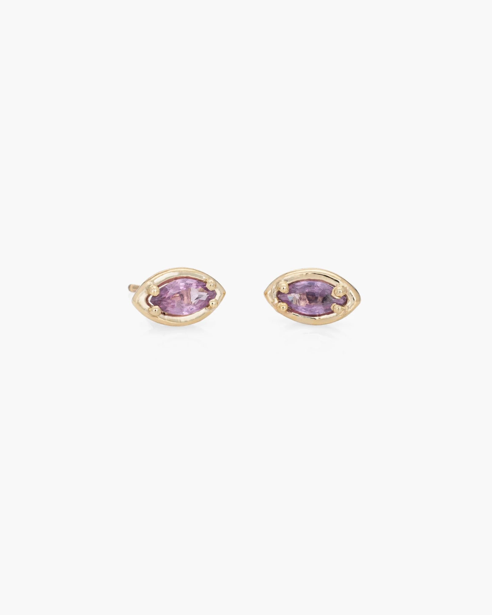 Marquise Studs Pair in 14K / Pink Sapphire