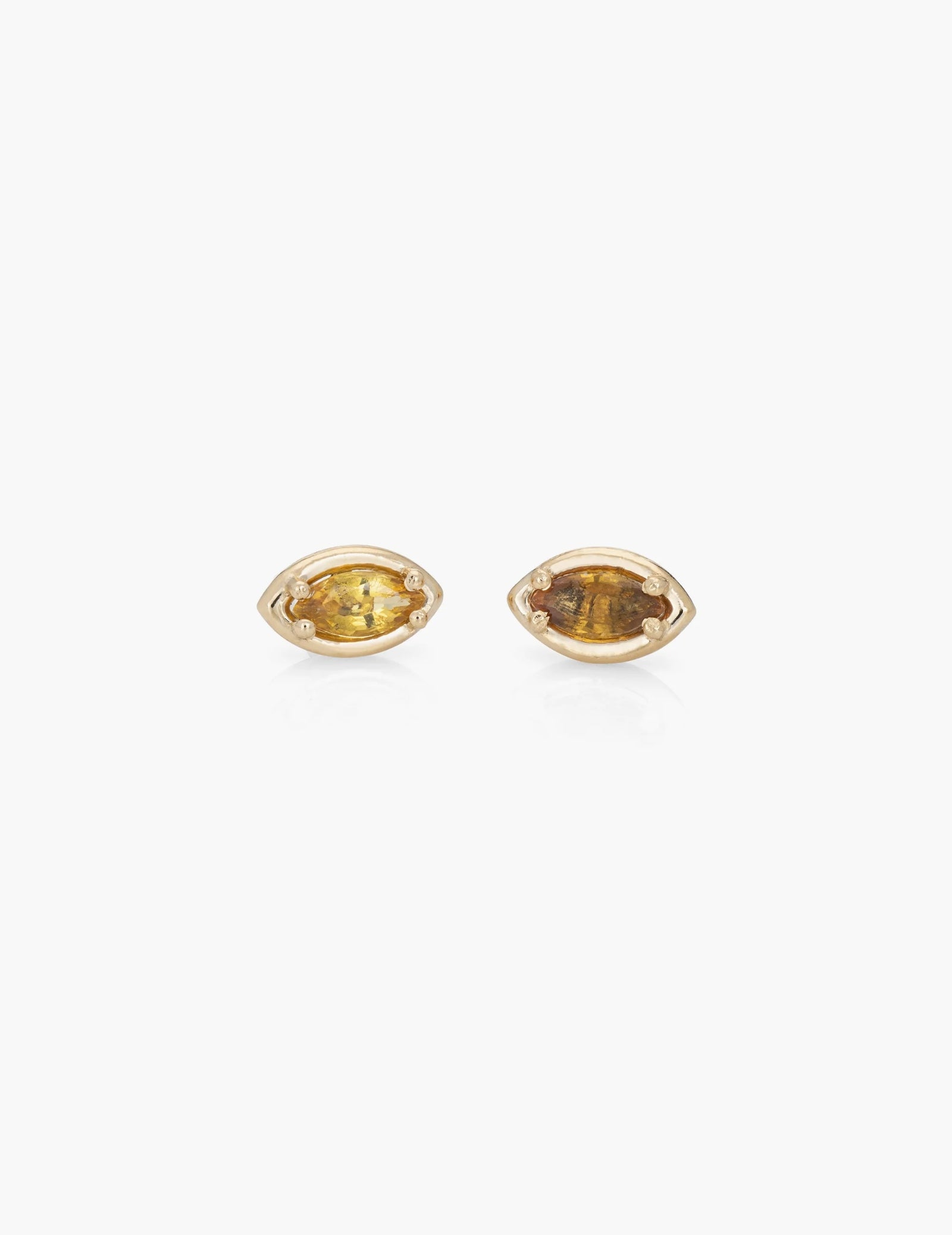 Marquise Studs Pair in 14K / Yellow Sapphire