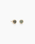Dot Studs Pair in 14K / Green Sapphire