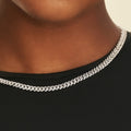 GLD Micro Diamond Prong Cuban Necklace in White Gold - 6mm