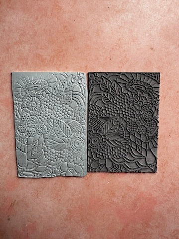 Floral Extravaganza Flower polymer clay rubber stamp texture
