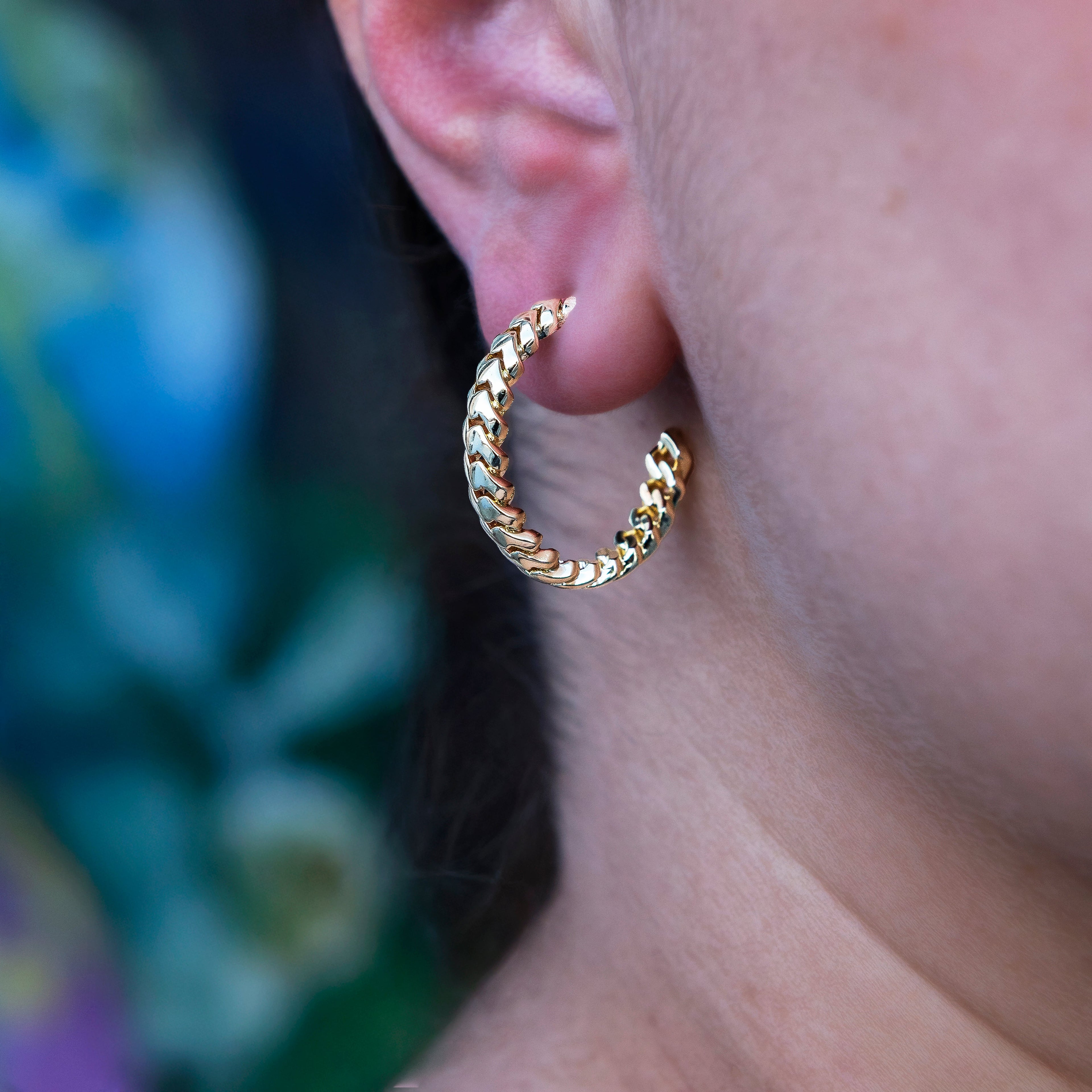GLD Micro Cuban Prong Hoop Earrings in Yellow Gold- 6mm