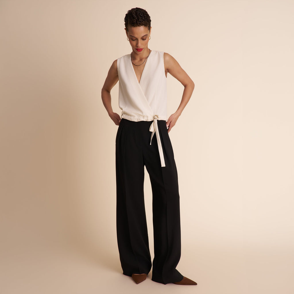 Bia Pleated Trouser - Everyday Crepe :: Black