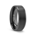 ELYSIAN Black Titanium Ring with Polished Beveled Edges and Brushed Center – 8mm