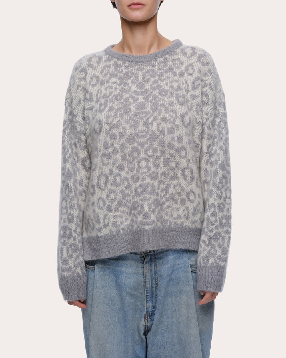 Kimry Jacquard-Knit Brushed Cashmere-Blend Sweater
