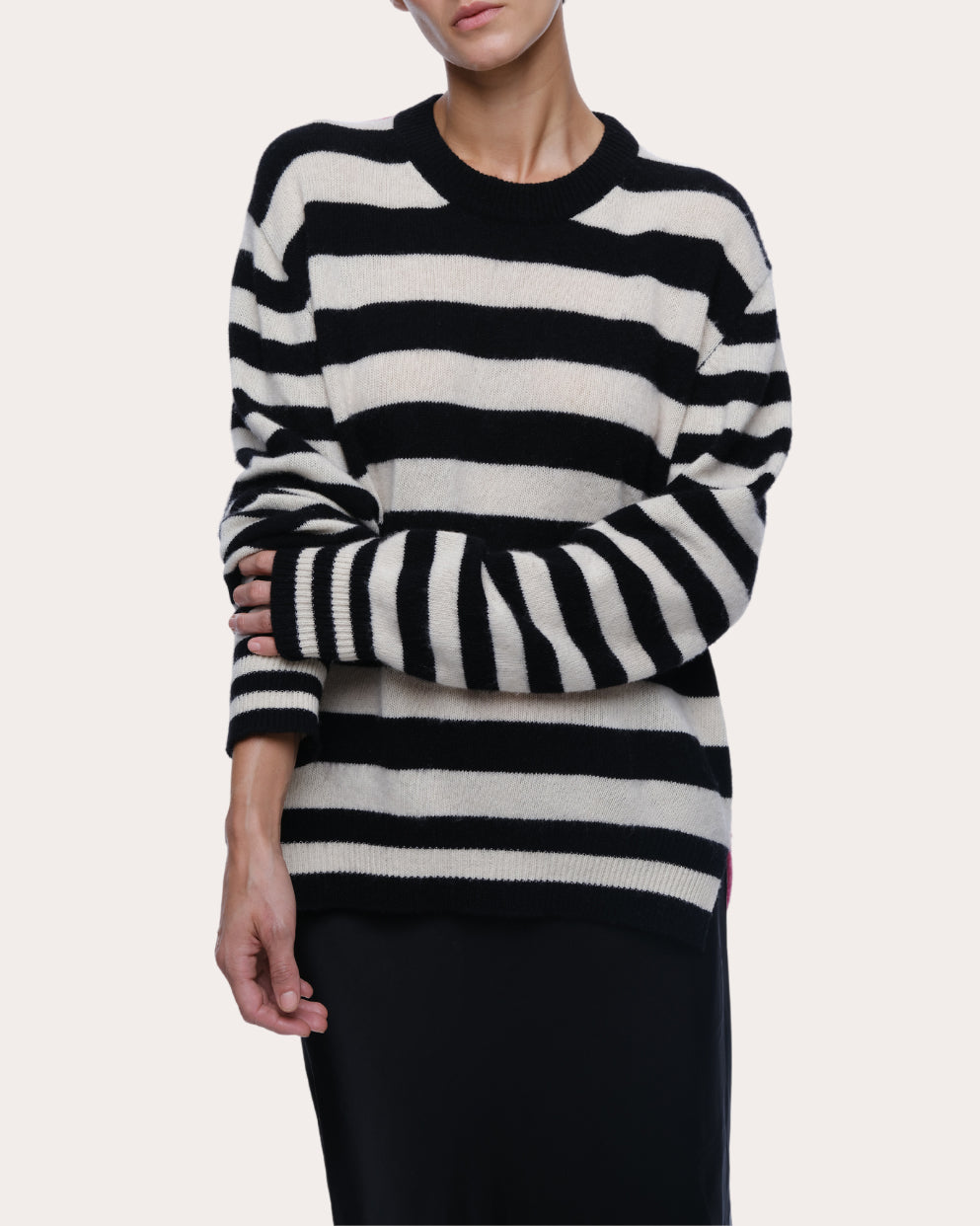 Jenn Striped Brushed Cashmere-Blend Sweater