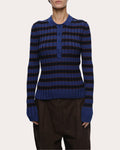 Silvia Striped Rib-Knit Cotton Polo Sweater