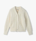 Girls Gold Heart Fuzzy Shrunken Cardigan