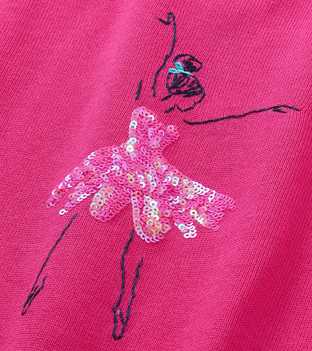 Girls Sequin Ballerina Crew Neck Sweater