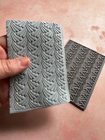 Art Deco Spout Flower polymer clay rubber stamp texture
