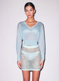 Sheer Knit V-Neck Sweater