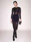 Mesh Long Sleeve Midi Dress