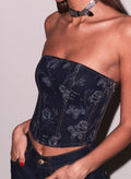 Denim Jacquard Corset Top