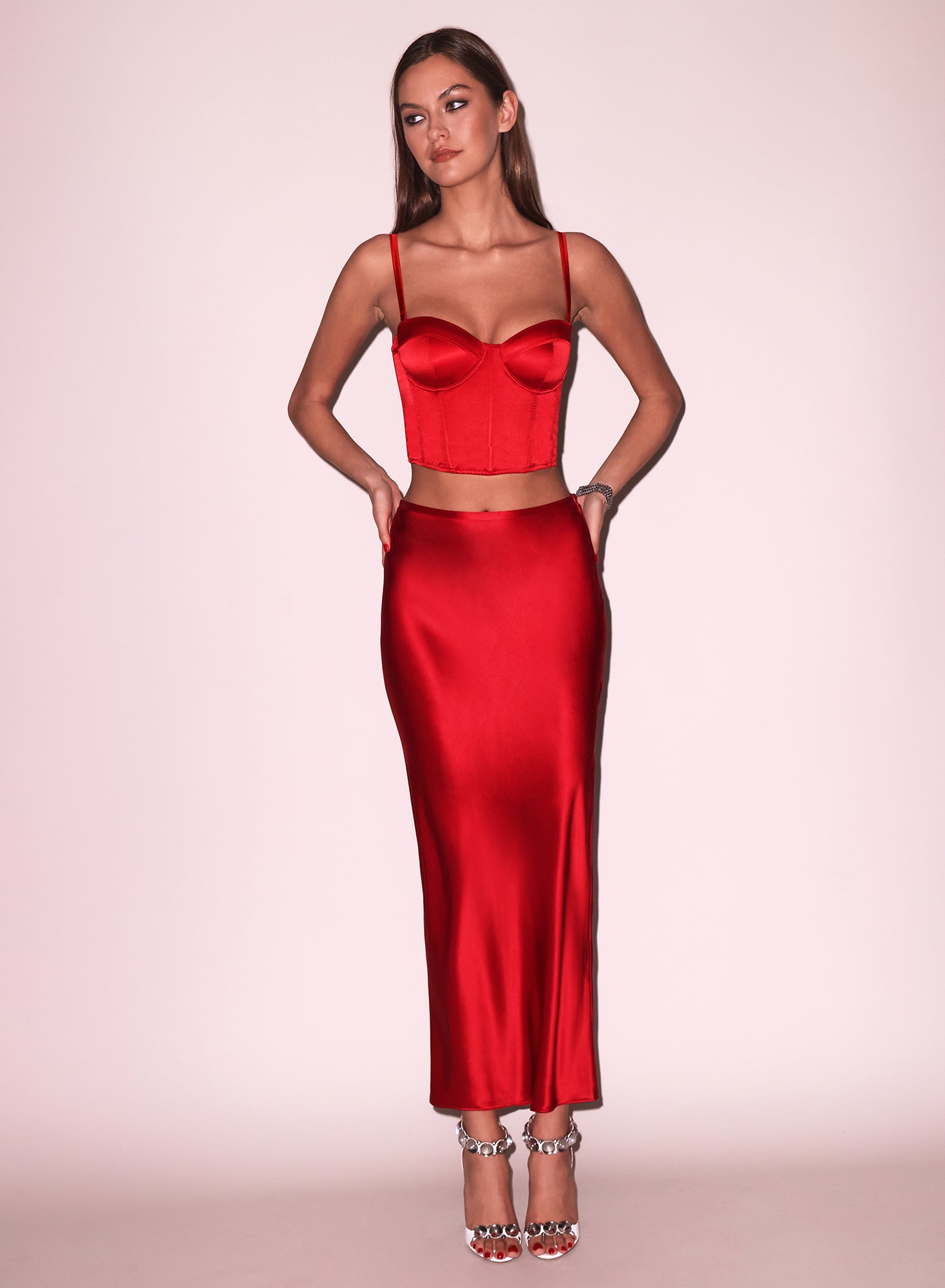 Silk Bias Cutout Skirt