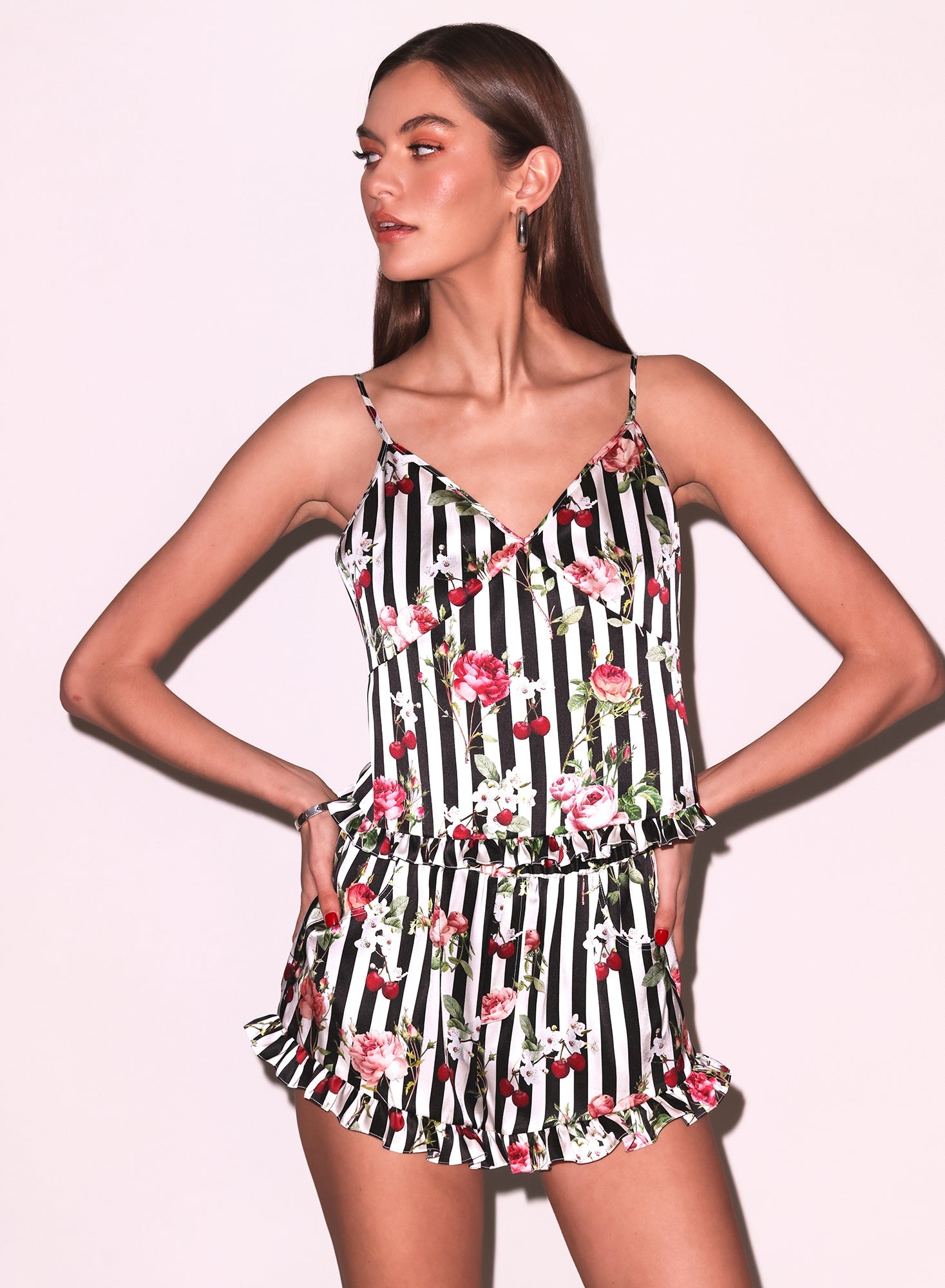 Cherry Rose Ruffle Cami