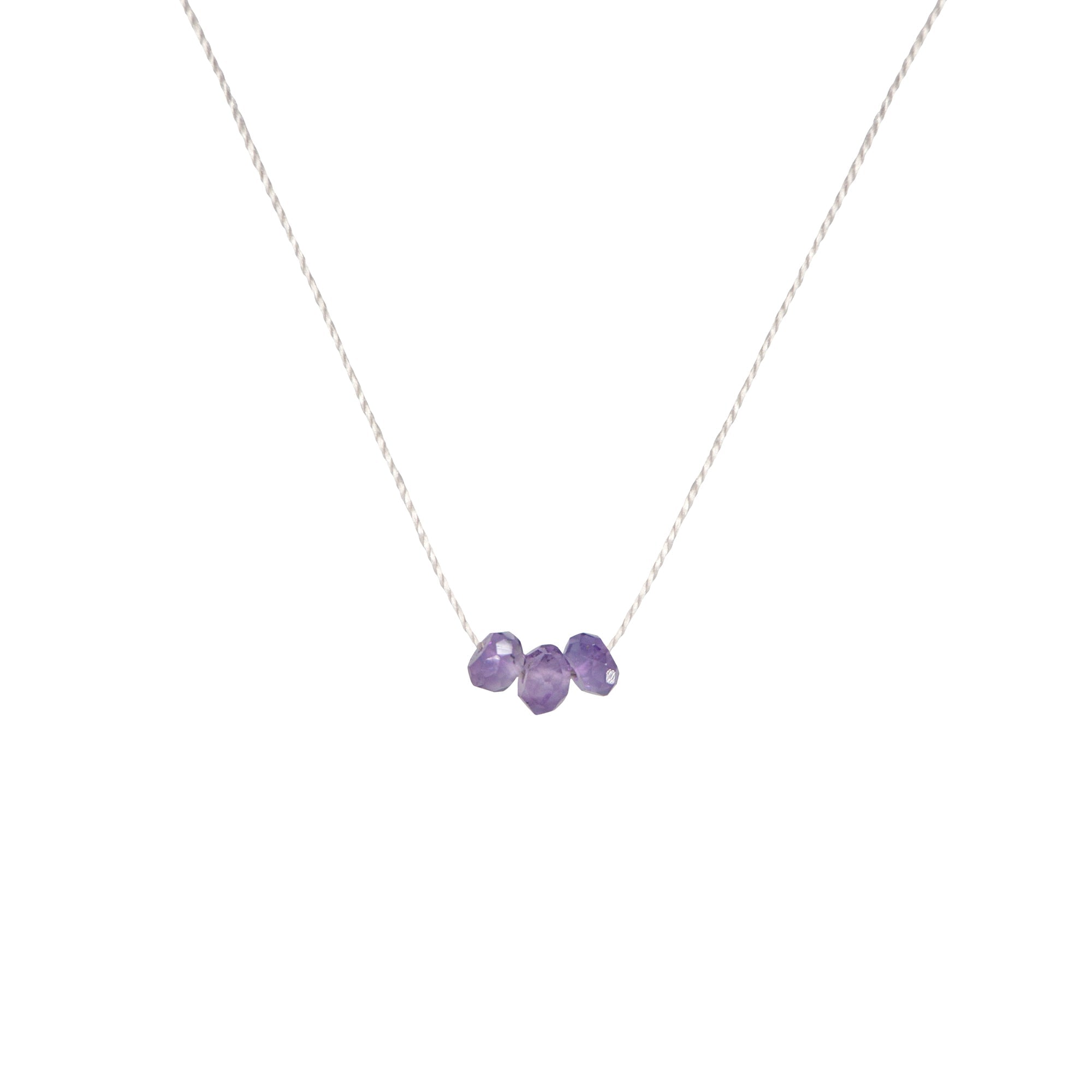 February Birthstone Make A Wish Necklace with Faceted Amethyst