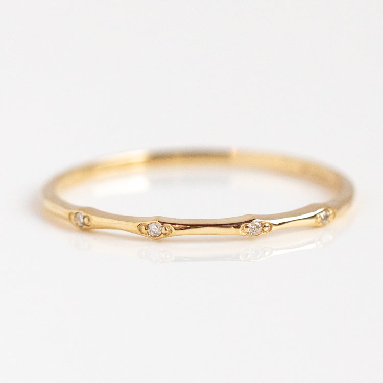 Solid Gold Dainty Diamond Band
