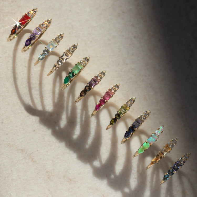 Solid Gold Modern Ombre Birthstone Ring Last Chance Sizes