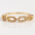 Solid Gold White Sapphire Chunky Chain Link Ring