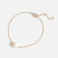 Solid Gold Single Pearl Chain Bracelet