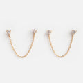 Solid Gold Double Piercing Chain Earrings