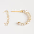 Solid Gold Simple Pearl Huggie Hoops