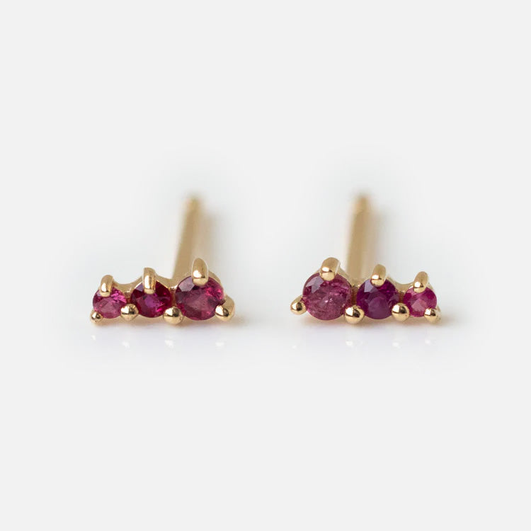 Solid Gold Dainty Birthstone Bar Studs