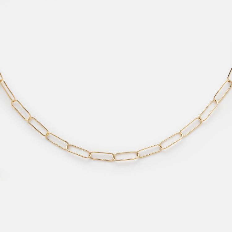 Solid Gold Paperclip Chain Necklace