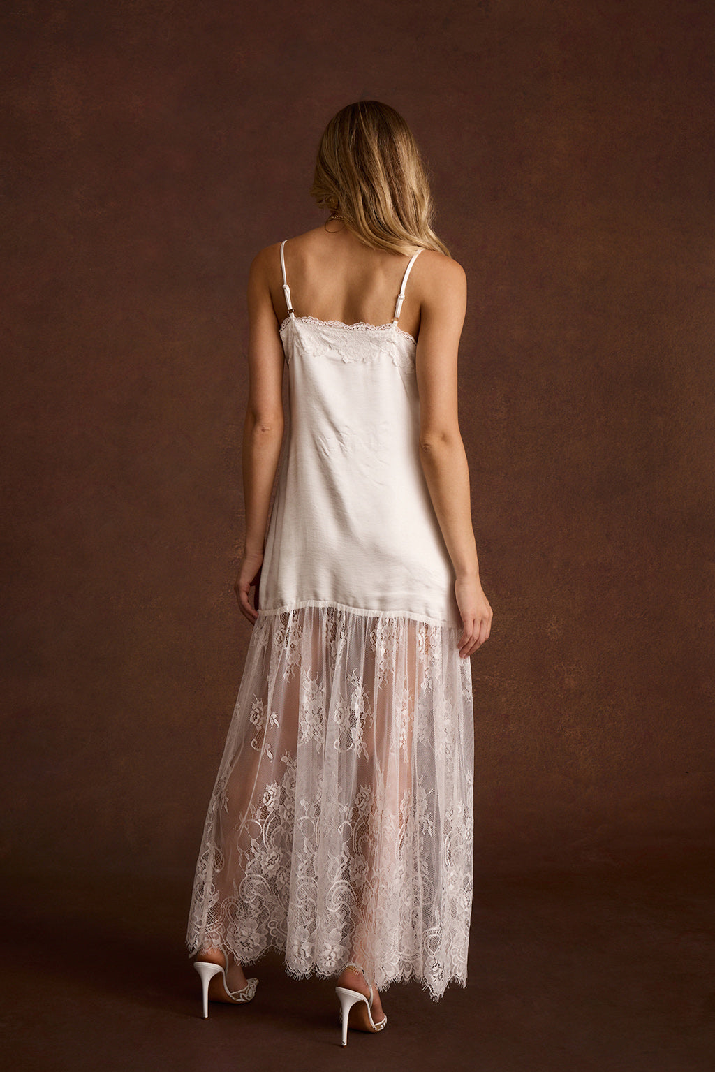 Fleur White Satin Nightgown