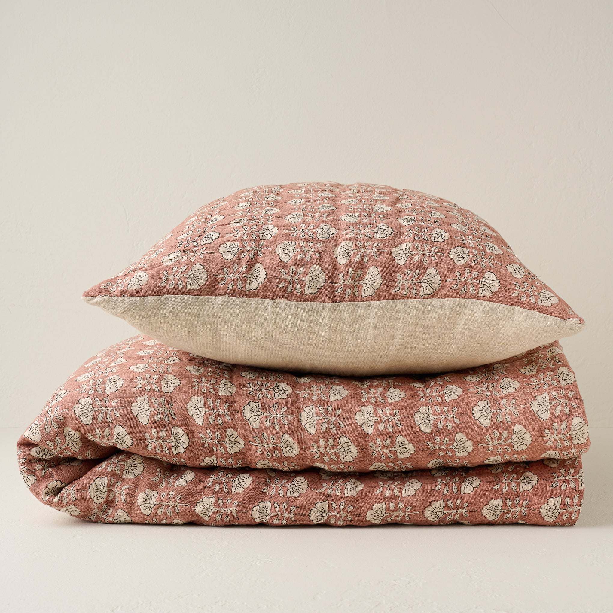 Flora Block Print Quilt - Desert Clay