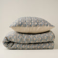 Flora Block Print Quilt - Silver Blue