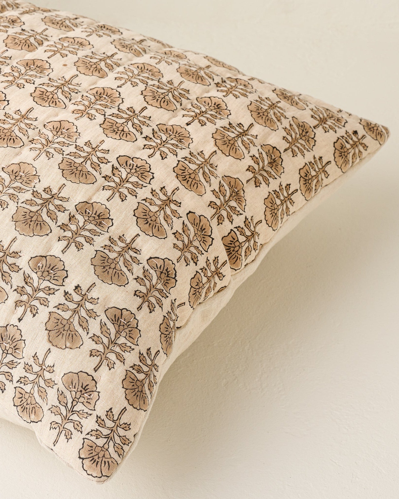 Flora Block Print Pillow Sham - Natural
