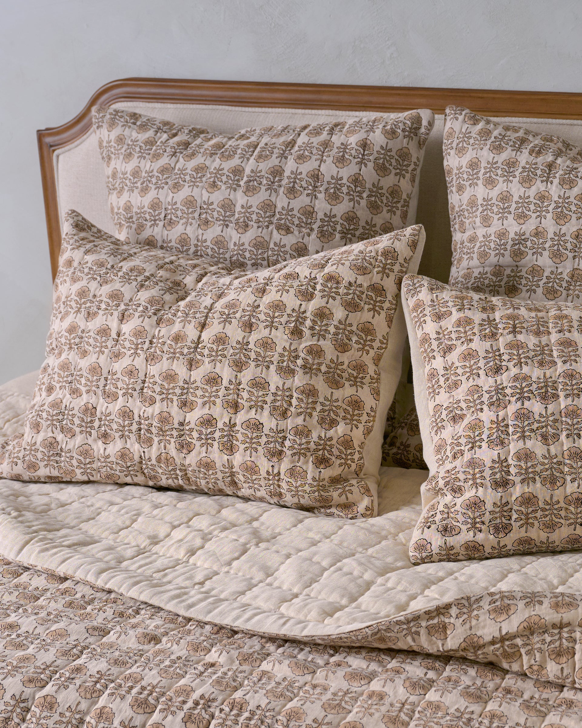 Flora Block Print Pillow Sham - Natural