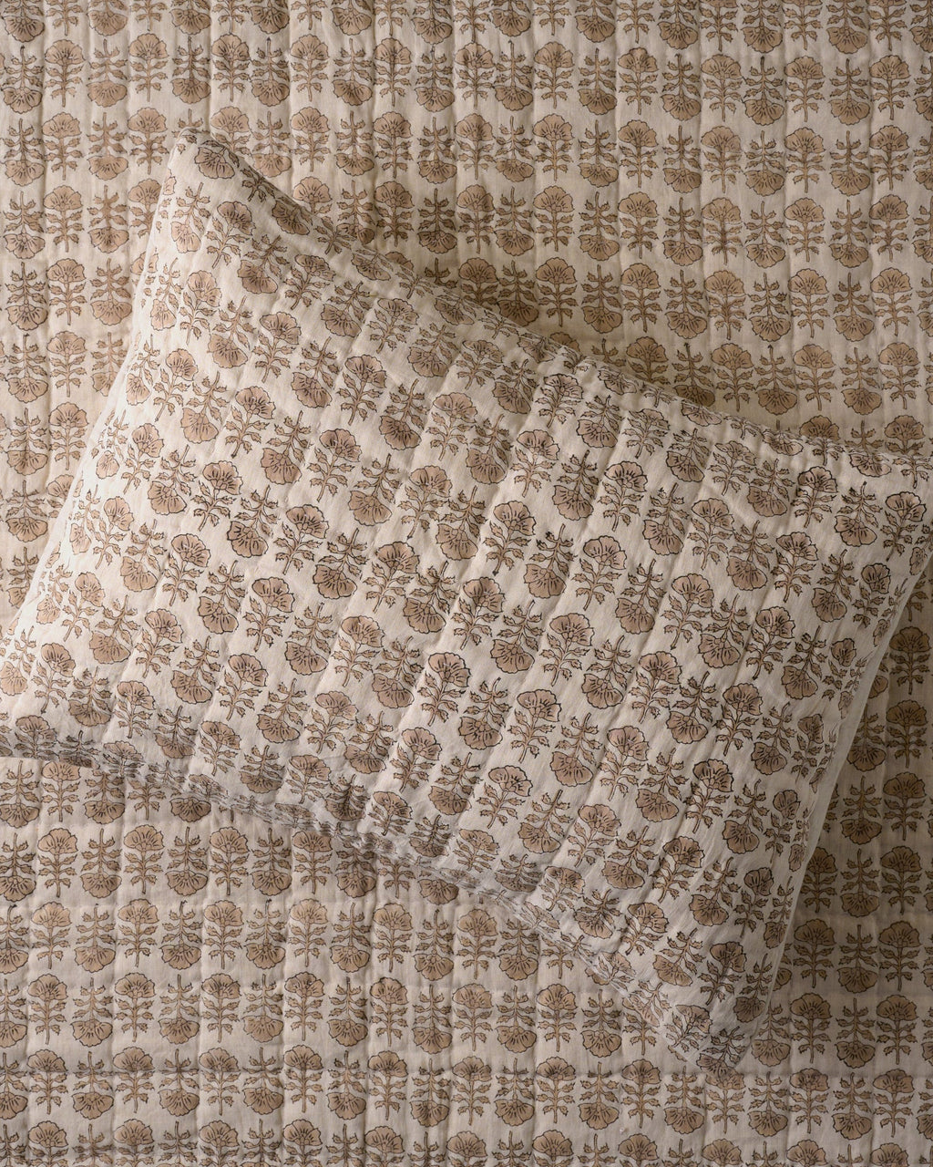 Flora Block Print Pillow Sham - Natural