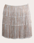 Moonlight Fringed Lace Trimmed Mini Skirt
