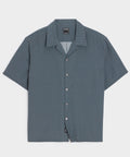 Cropped Silk Geo Camp Collar Shirt