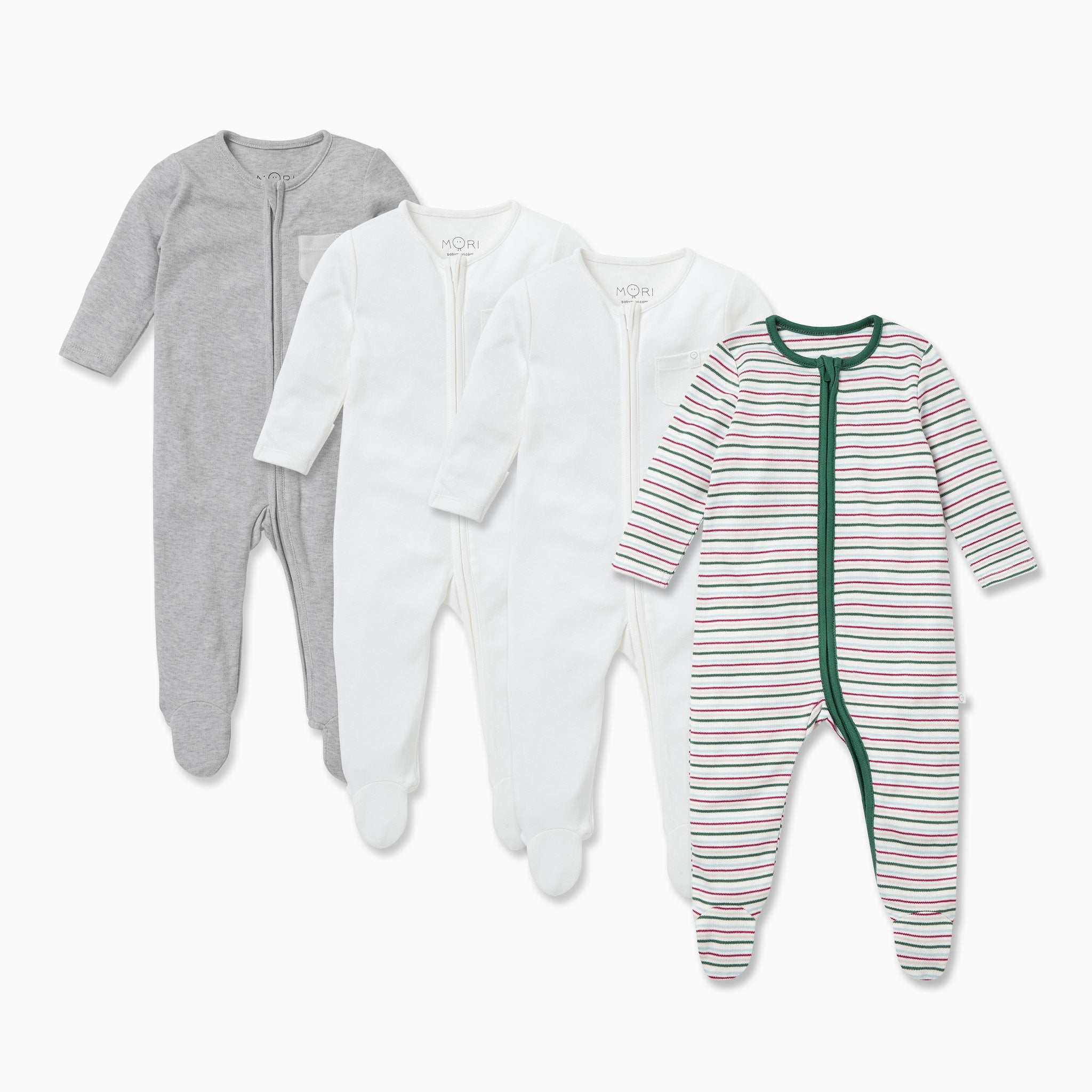 Festive Zip-Up Sleepsuit 4 Pack