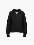 Women's Travel Merino Waffle Half-Zip - Black