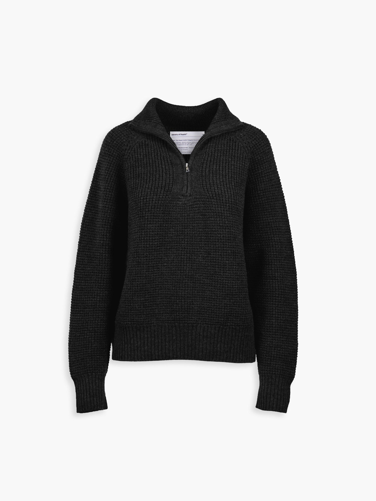 Women's Travel Merino Waffle Half-Zip - Black
