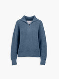 Women's Travel Merino Waffle Half-Zip - Denim Blue