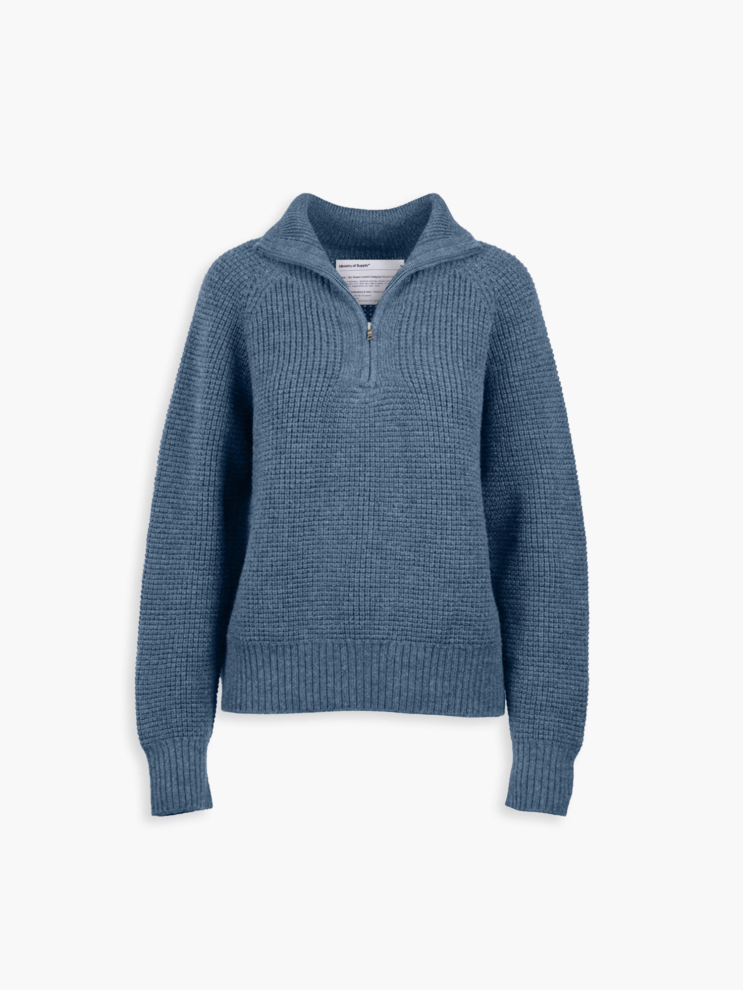 Women's Travel Merino Waffle Half-Zip - Denim Blue