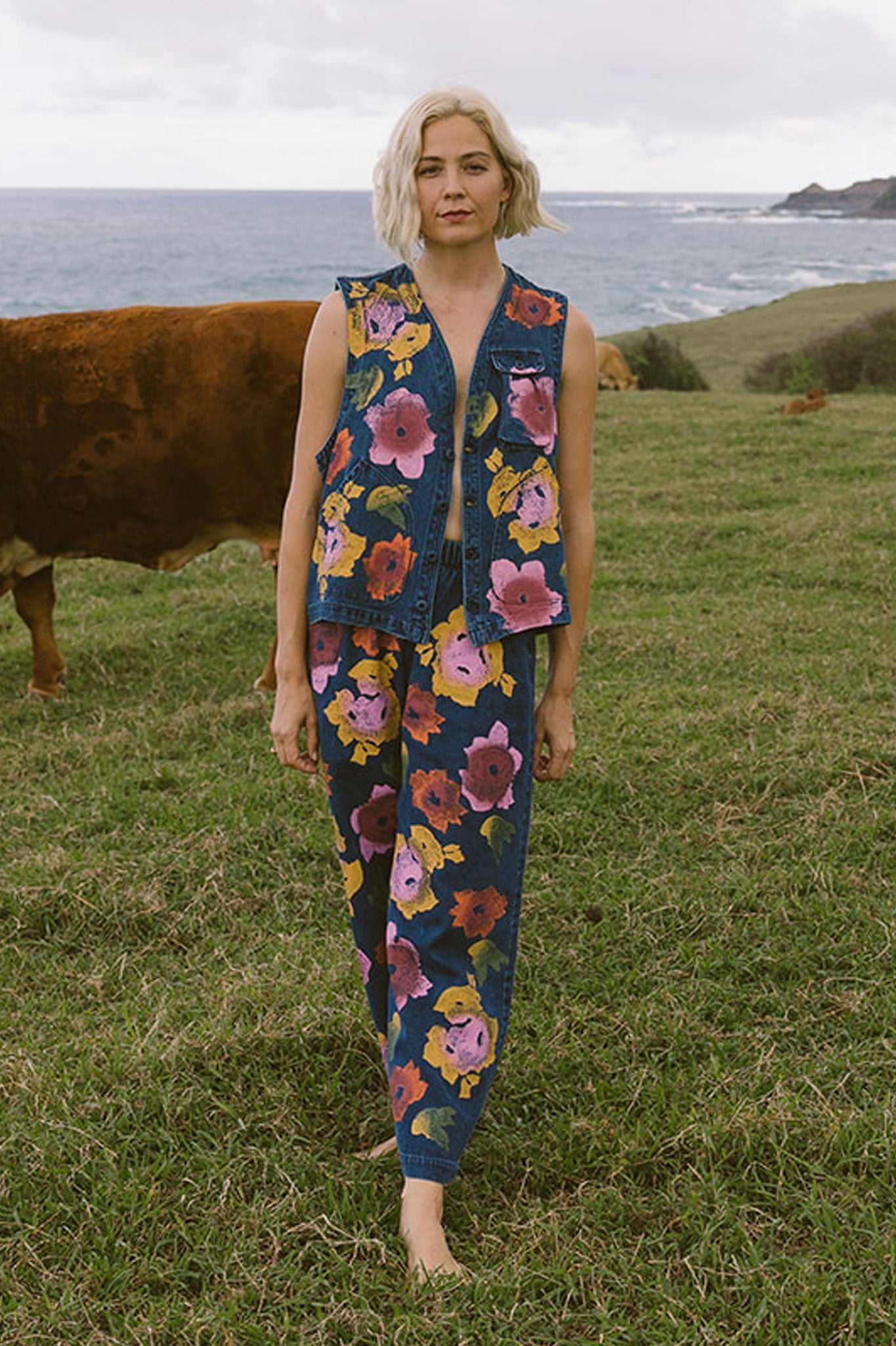 Floral Denim Disco Pant